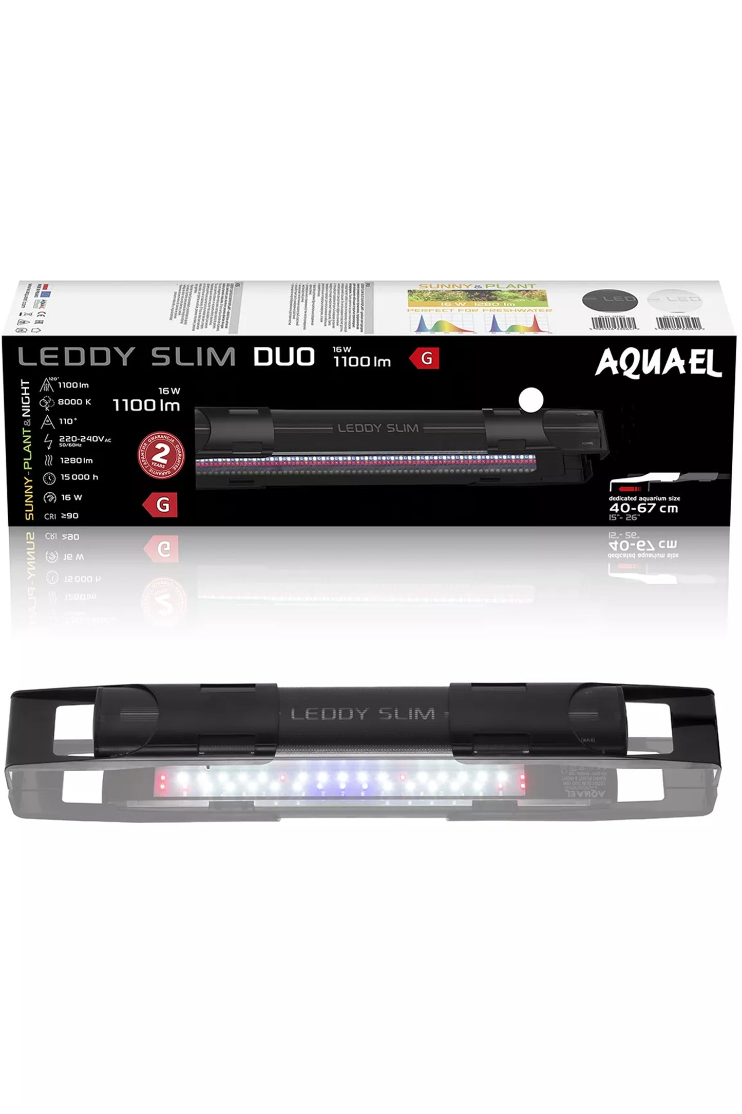 AQUAEL - LEDDY Slim Duo Sunny Plant & Night 16W (Negra)