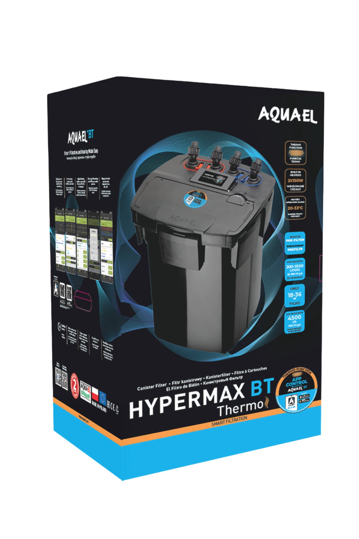 AQUAEL - HYPERMAX 4500 BT THERMO - Nuevo filtro externo con bluetooth y calentador