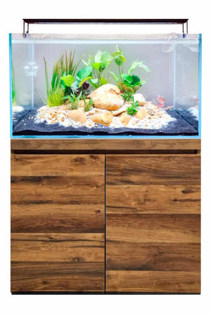 Nuevo acuario Fluval Visi-White 90 de 200 litros con mueble Hunton Oak