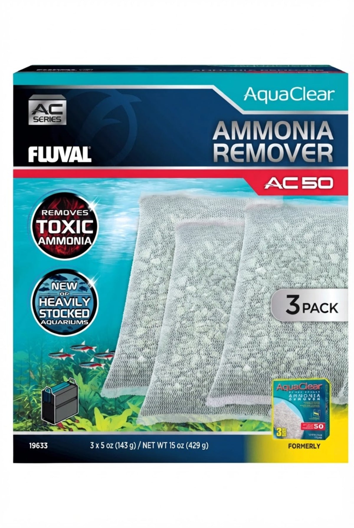 Material filtrante para filtro Fluval AC50 Pack Ahorro Elm.Amonia 3 ud.